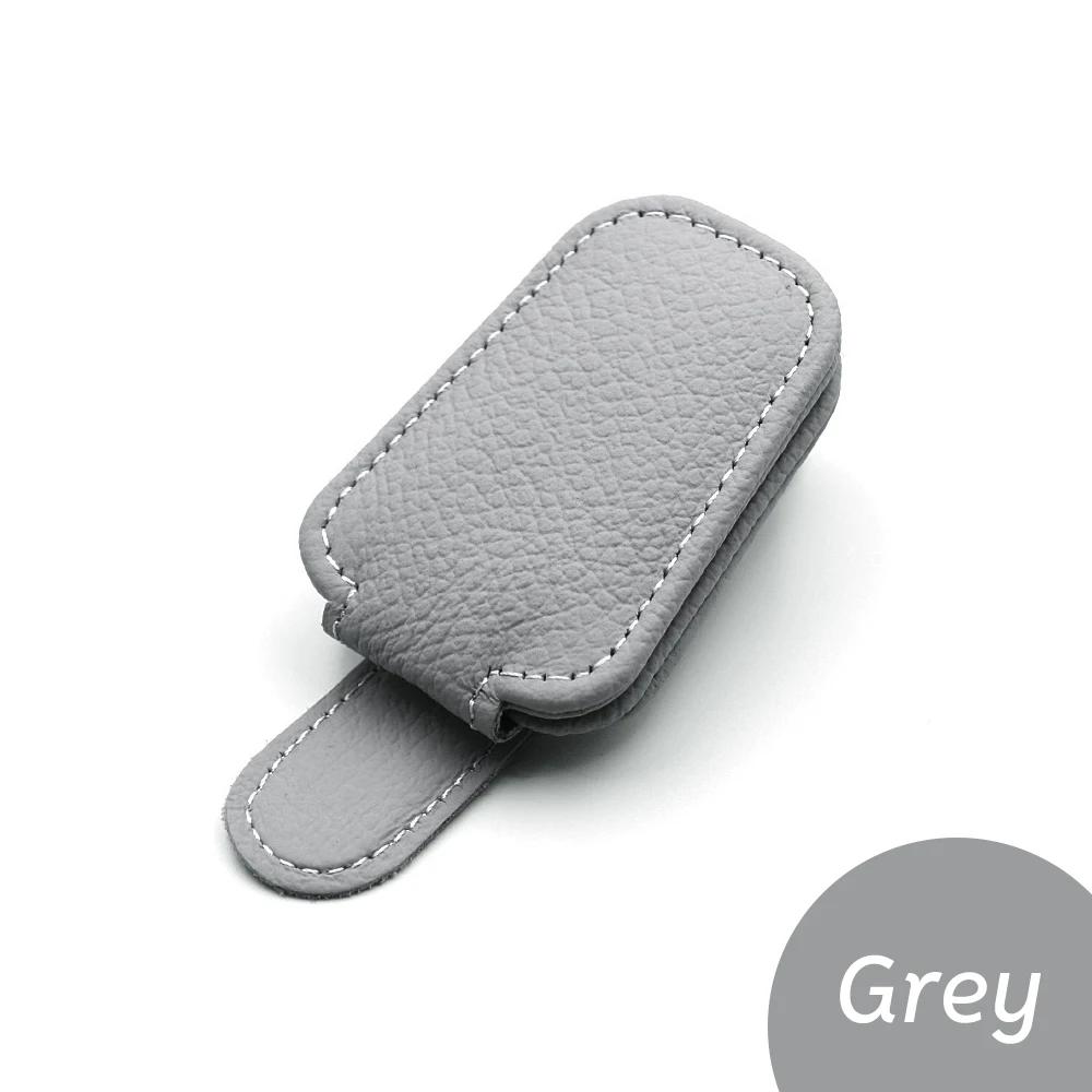 Magnetic Car Sunglasses Holder - Luxury Cowhide Leather Visor Clip for Eyewear Protection (4 Colors)