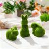 Simulation Moss Easter Decorations Green Flocked Easter Bunny Figurines  Home Decorations