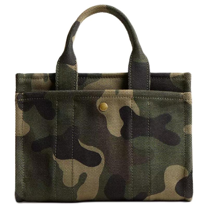 Coach Cargo 20 Letter Logo Zipper Closure Canvas Tote Bag Tote Bag Shopping Bag Handbag Small Size Women's Camouflage Color