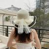 New Foldable Wide-brimmed Girl Straw Hat Pearl Sun Hat Beach Wave Protection Travel Lady Beach Hat