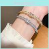 Geometric Oval Bangle Bracelet With Rhinestone Embellishments For Elegant Fashion Accessories