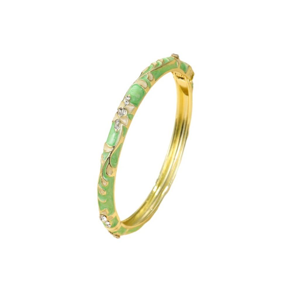 Elegant Enamel Flower Bangle Colorful Enamel Vintage Cloisonne Bangle  Ladies