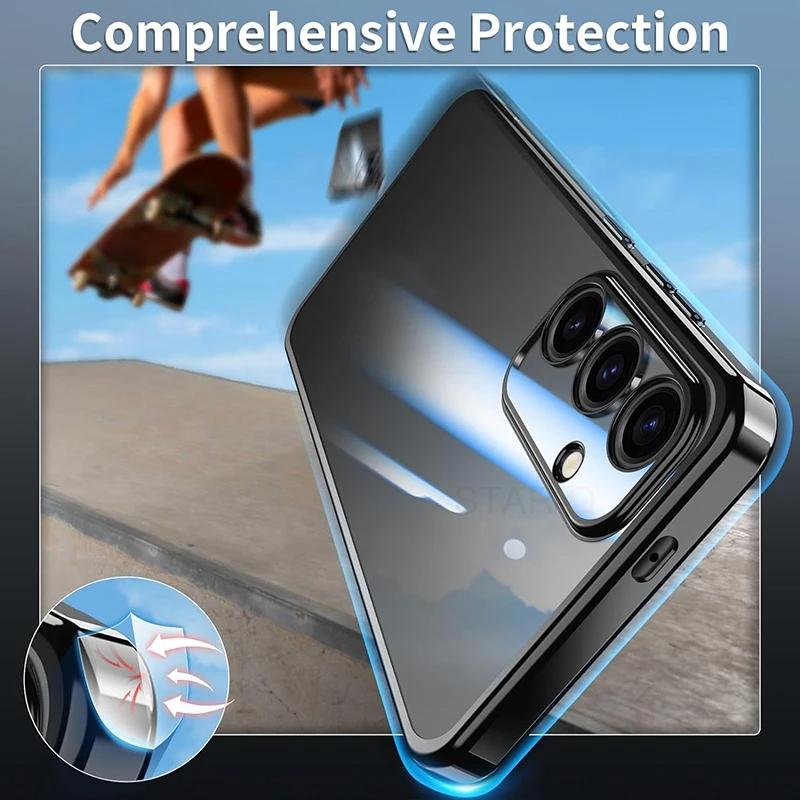 A 55 35 25 15 05 Plating Transparent Case For Samsung Galaxy A55 A35 A25 A15 A05S A24 A54 A34 4G 5G Silicone Back Cover