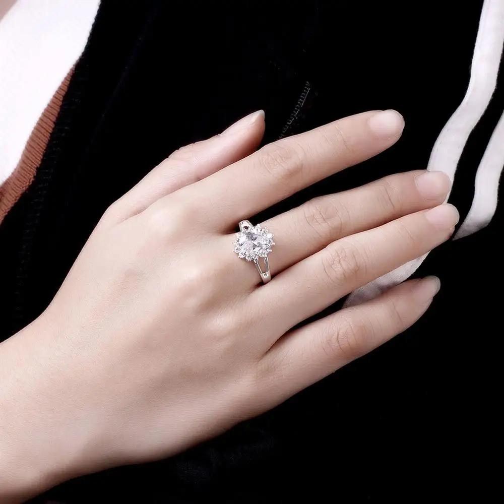 Oblíbené značky 925 Sterling Silver křišťálový květ moissanitový diamant Prsteny pro ženy Móda Dárky na svatbu Šperky