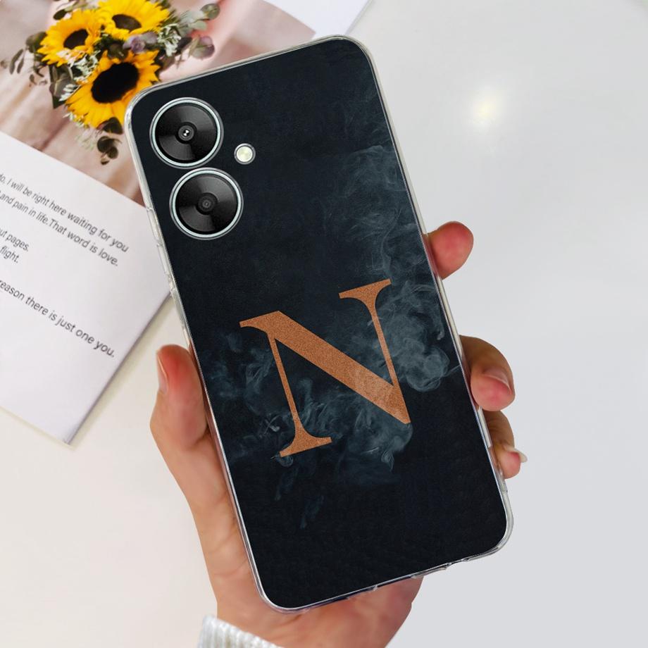 For Xiaomi Redmi 13C 13R 5G Case Transparent Soft TPU Ultra Slim Bumper Capa For Xiomi Redmi13C 5G 13 R Initials Letter Coques