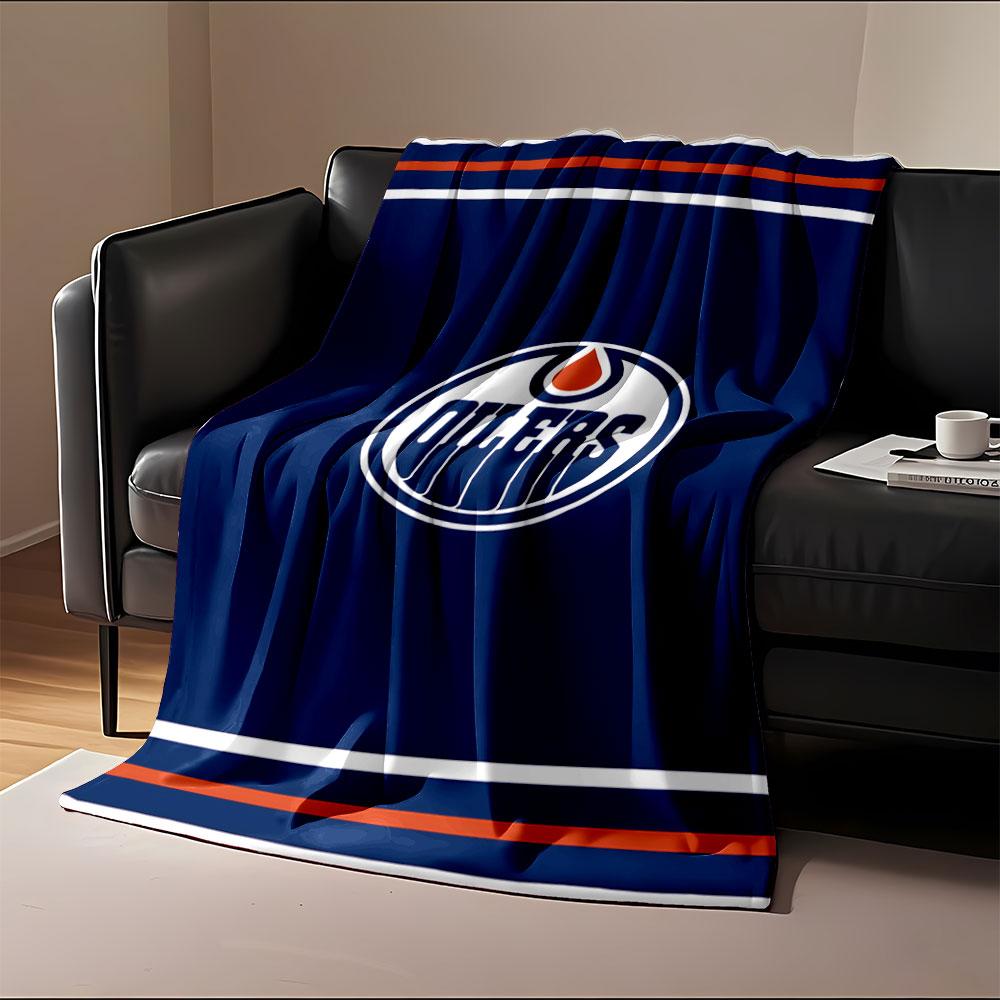 Oilers Blue Logo Blanket print blanket soft and cozy perfect for the living room bed sofa or a nap,gift