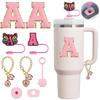 Letter Embroidery Straw Cover Cap Straw Toppers And Letter For Stanley 30&40 Oz Tumbler With Handle Cup Straw Tumbler Acc