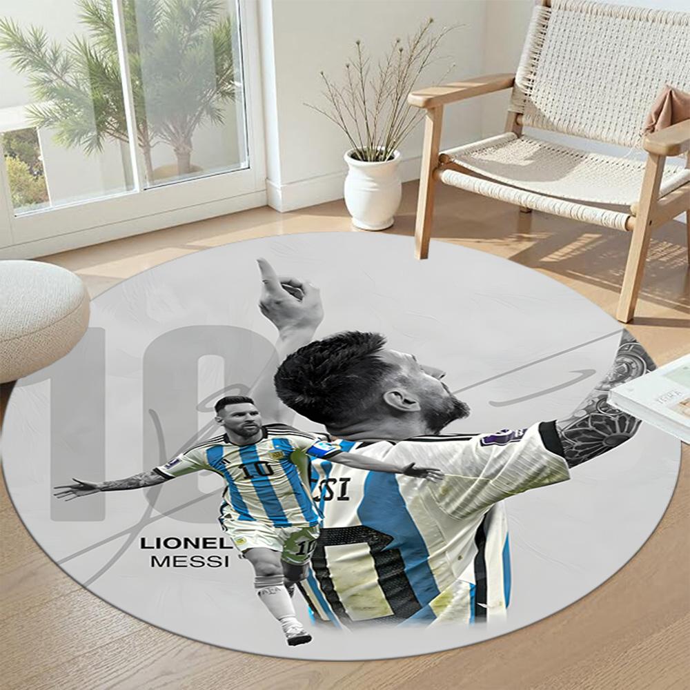 Messi Round Floor Mat Perfect for Outdoor Decorate Room Kitchen Living Rooms Antislip Round Carpet Office Home Decor