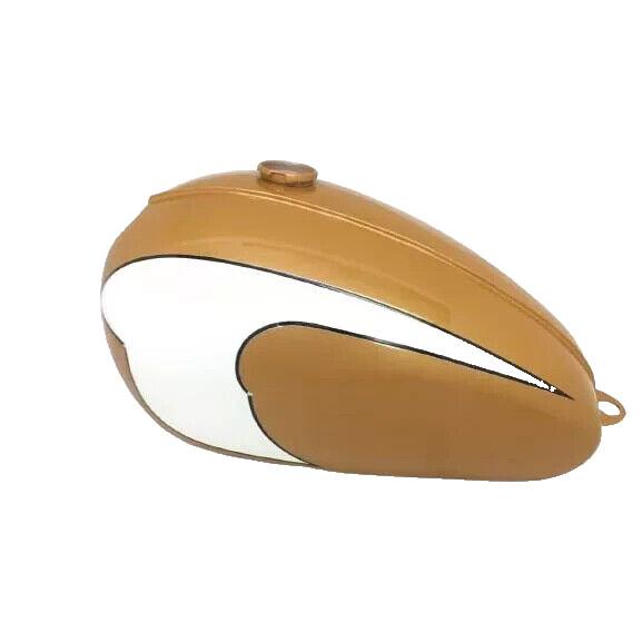 Triumph T120 Golden & White Painted Steel Petrol Fuel Gas Tank |Fit For