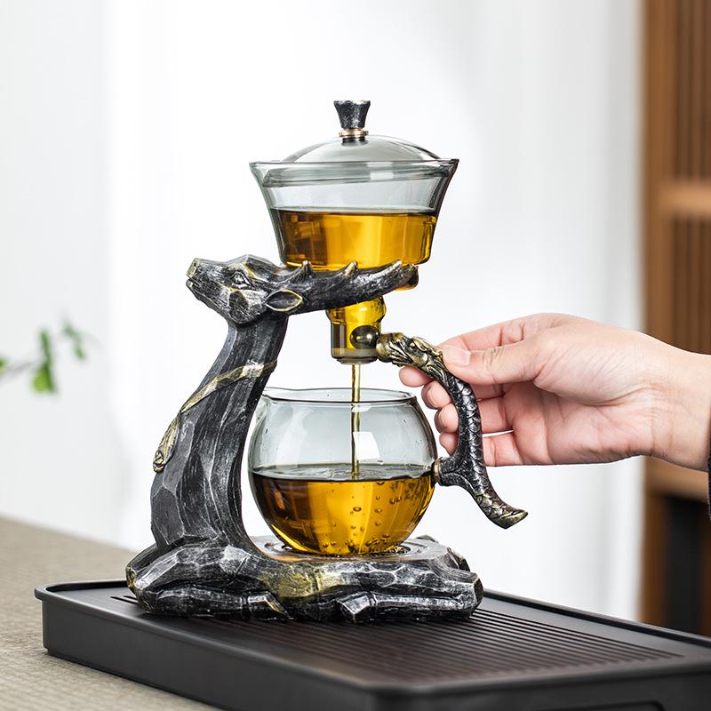 2025 High-End Automatic Glass Tea Set with Magnetic Teapot and Kung Fu Cups