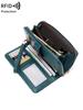 Vintage Elegant Women's Long Wallet RFID Bifold Multifunctional Zipper Handbag Coin Purse Multifunctional Credit Card Holder