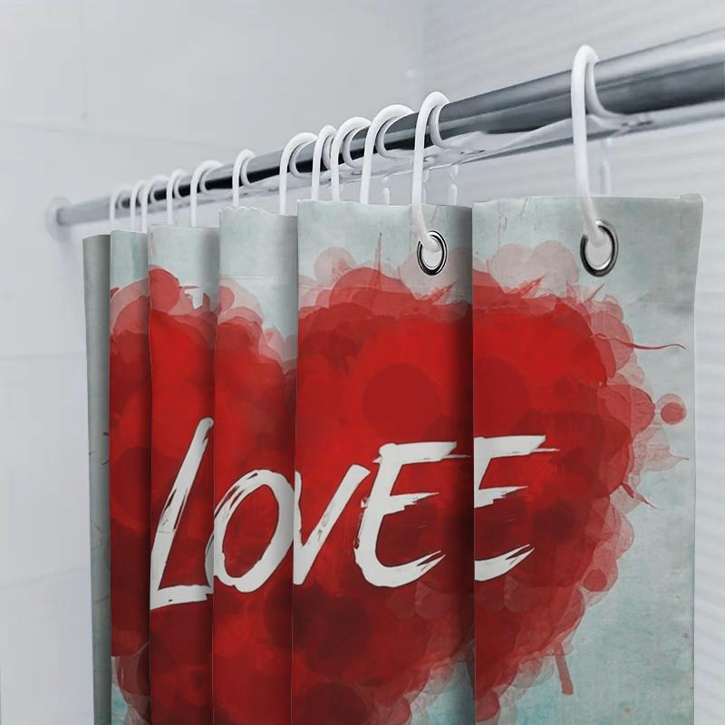 Love Heart Shower Curtain - Romantic Bathroom Decor