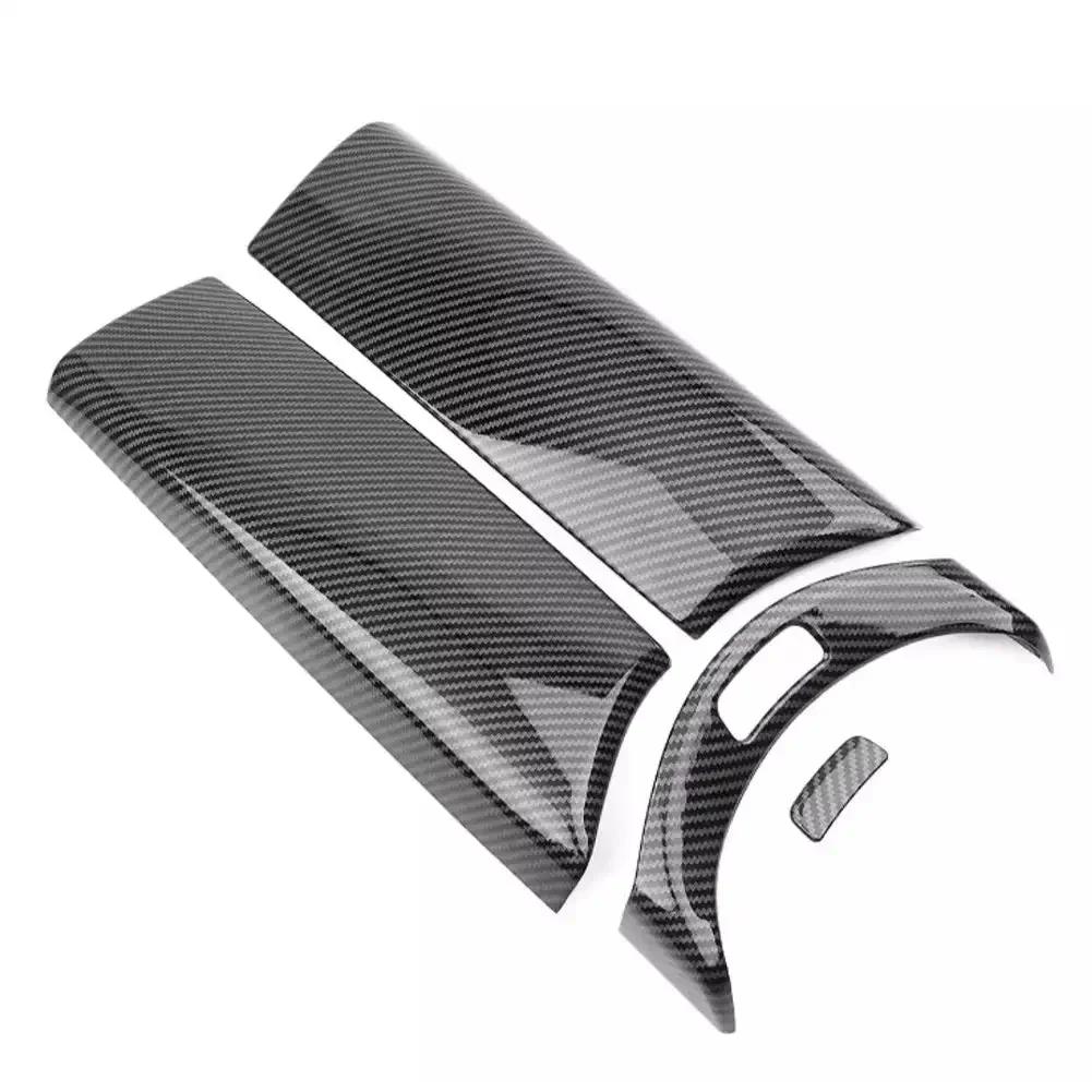 4Pcs Carbon Fiber Car Center Armrest Box Panel Switch Button Cover Interior Accessories For Mercedes Benz E GLC C Class W205