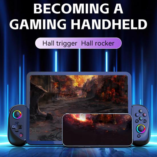 Wireless Game Controller for Android for iOS RGB Light 6-Axis Gyro Vibration Stretchable Tablet PC Gamepad Bluetooth-compatible Gaming Joystick