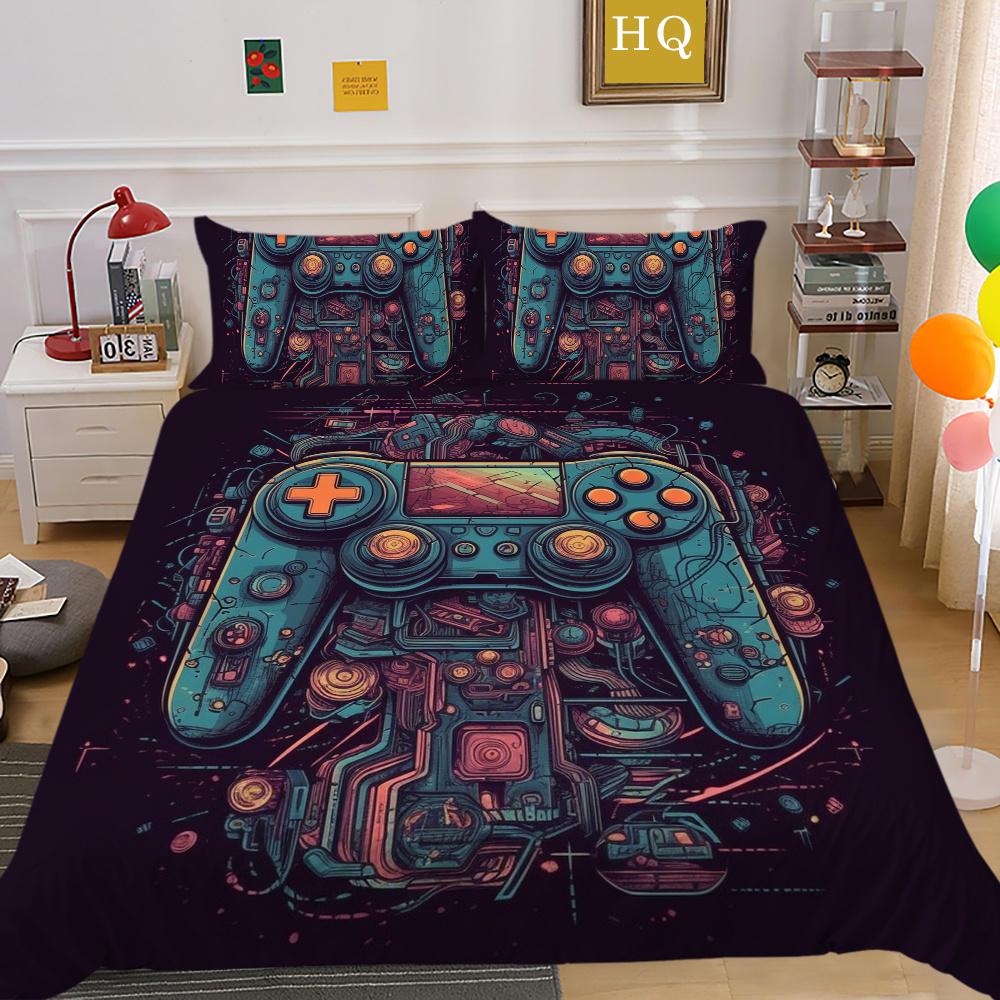 Men Cool Bed Sets Game Handle Printed Bedding Cover Suit Polyester Pillowcase King Size Bedspread Luxury Home Bedclothes
