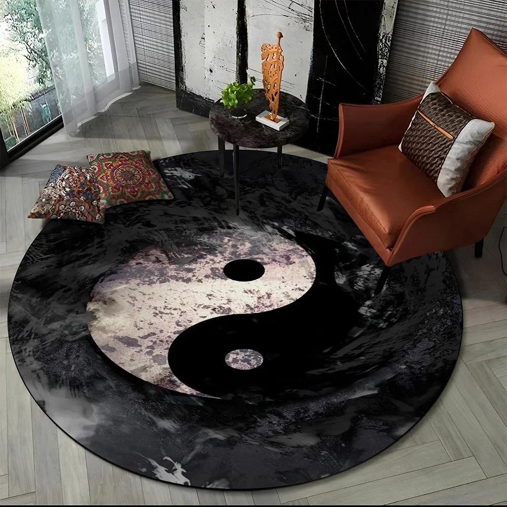 3D Naturalize Yin en Yang Chinese Tai Chi Rond Tapijt Cirkel Vloerkleed voor Woonkamer Slaapkamer Decor Deurmat Antislip Vloermat