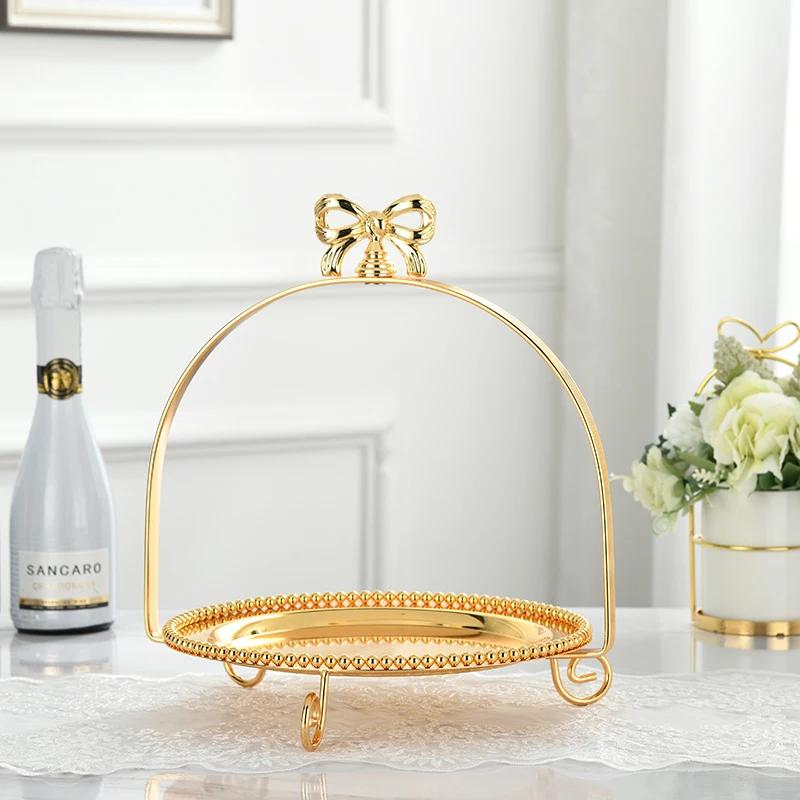 Enkellaags Tweelaags Drie Laags Strik Metalen Taartstandaard Goud Zilver Rond Parel Dessert Taartvorm Fruitplateau Display Stand