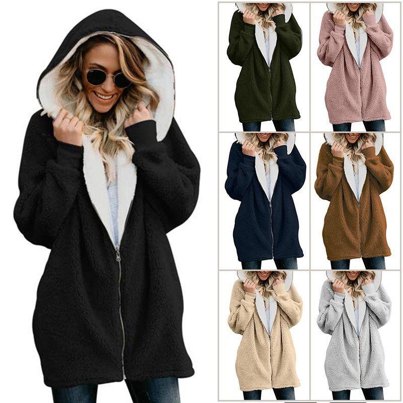 Cozy Women Ladies Warm Teddy Bear Fluffy Coat Hooded Faux Fleece Jacket Outwear For Ultimate Comfort