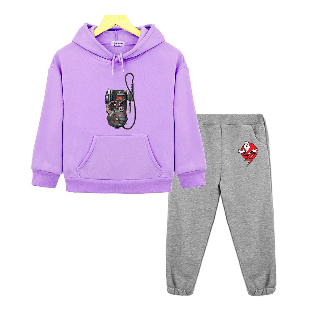 Ghostbusters Proton Pack Pullover Hoodie 2pcs Children's Clothing Sets Baby Girl Clothes Sweatshirts Suit for Boy Tops+Pants Tv
