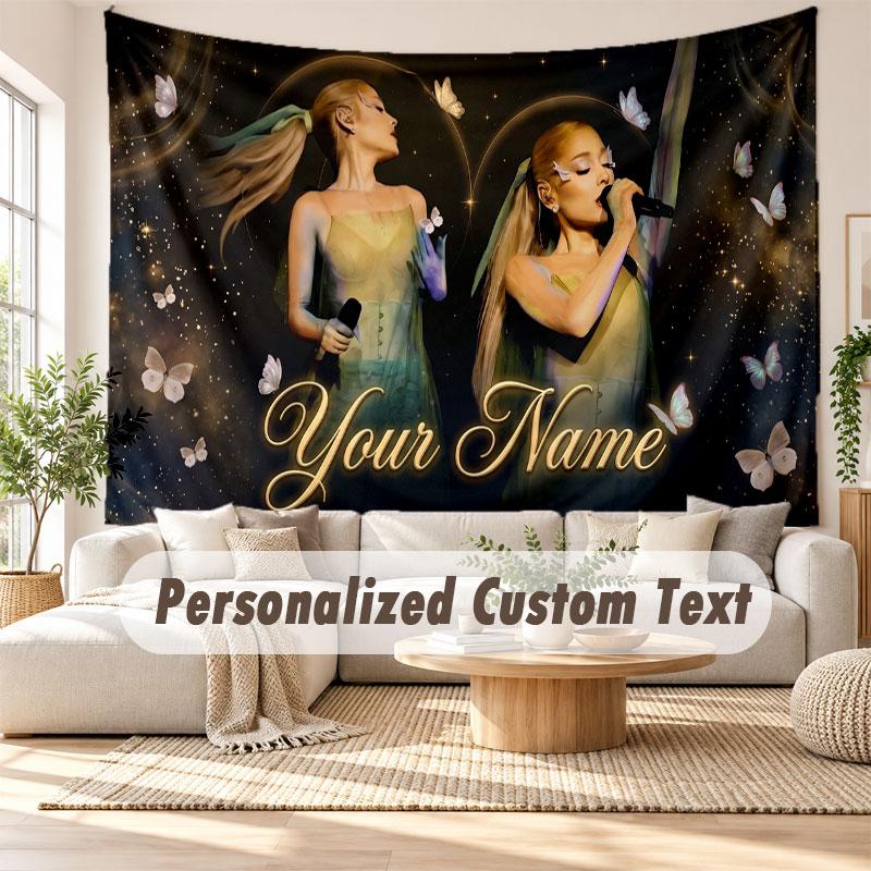 Gepersonaliseerd Naambord Wandkleed, Ariana Grande Decoratief Achtergrondkleed Voor Studentenkamer Huis
