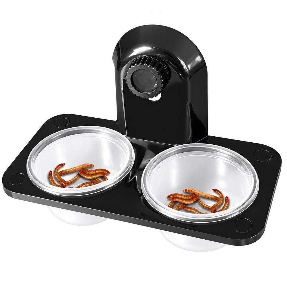 Dual Purpose Reptile Feeder Bowl BPA Free Gecko Feeding Ledge Spider Mealworm Bowl  for Snake