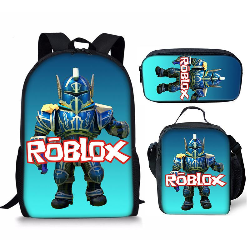 New Roblox Student School Bag Roblox Digital Printing Backpack Three-piece Set Lunch Bag Pencil Case