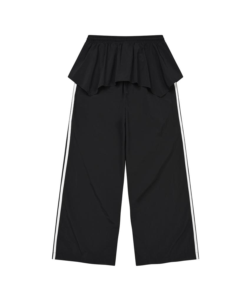 LMR Layered Track Nylon Skirt Pants Black