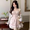 Robe Florale Manches Volantes Fille Épicée Sucrée Robe d'Été pour Femme Petite Amour Robe Gâteau Princesse Robe Moelleuse à la Taille