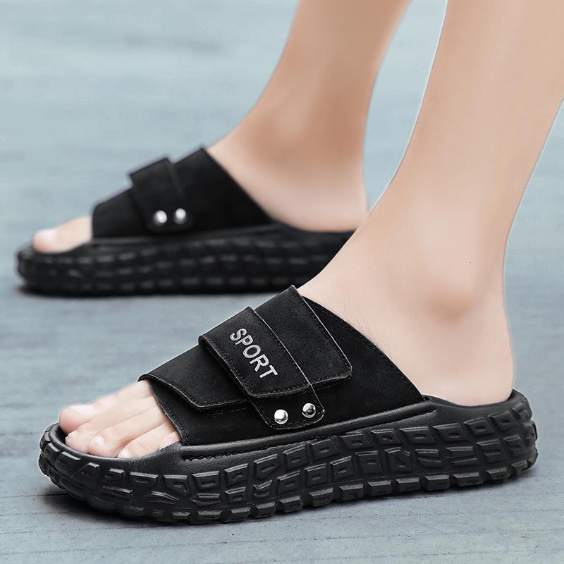 Trendy Khaki Men's Sports Slippers Man Designer Sandals Non-slip Platform Slides For Man Summer Casual Slippers Pantuflas Hombre