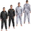 S-4XL Costum de saună pentru bărbați cu transpirație, Jachetă cu glugă cu mânecă lungă cu pantaloni cu talie elastică, PVC, Echipament pentru antrenament în sală