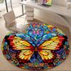 1 Stück Schmetterling Buntglas Büro Runder Teppich, Matte Geeignet Für Büro, Unter Bürostühlen Schlafzimmer Wohnzimmer Heimdeko, Raumdeko