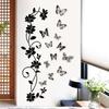 Home Decor Schwarz Blume Rattan 3D Schmetterling Wand Aufkleber Wohnzimmer Hintergrund Zimmer Wand Aufkleber Dunklen Stil