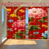 2D FLAT PRINTING 2pcs Curtains (Without Rod) Floral Red Celebration Design Holiday Easter Printed Curtains Polyester Curtains