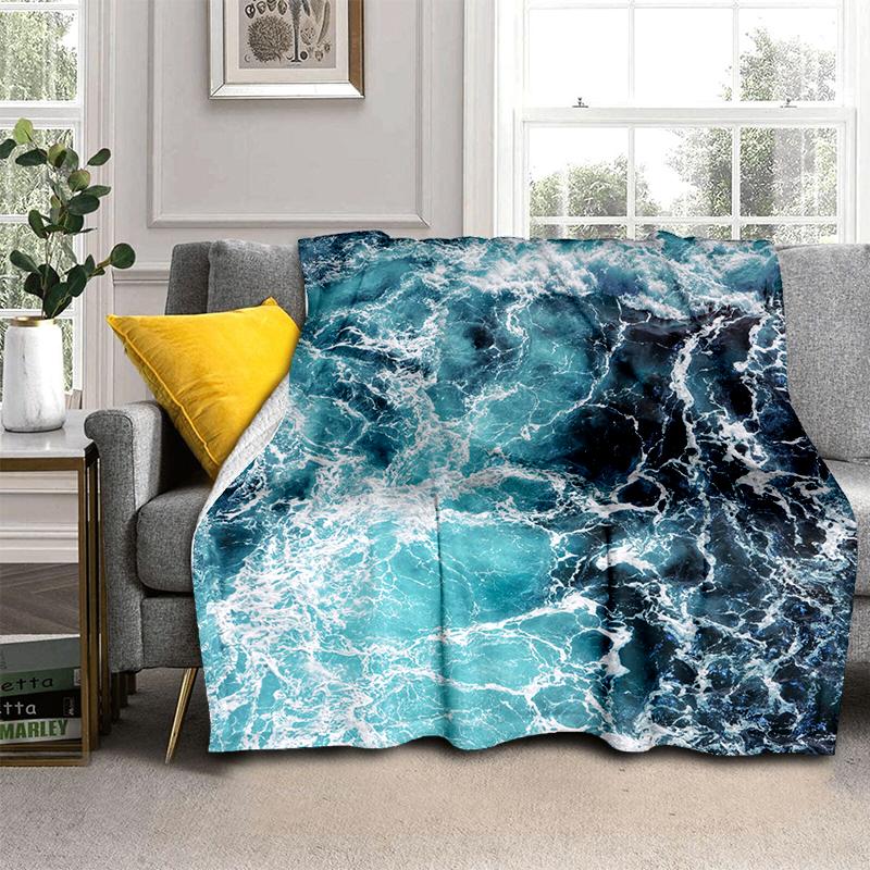 2025 New Style Sea Water Beach Reef 3D Nature Scenery Blanket,Soft Throw Blanket for Home Bedroom Bed Sofa Travel Picnic Cover