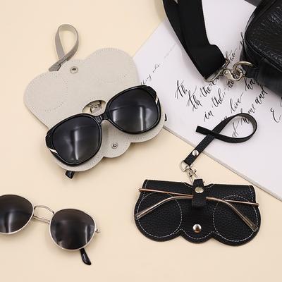 Litchi Embossed Glasses Cover Cute Hanging PU Leather Sunglasses Reading Glasses Storage Bag Portable Travel Eyewear Holder