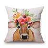 Nordic Watercolor Lovely Cow Painting Home Decorative Sofa Throw Pillow Case Oil Painting Cotton Linen Chair Seat Cushion Cover