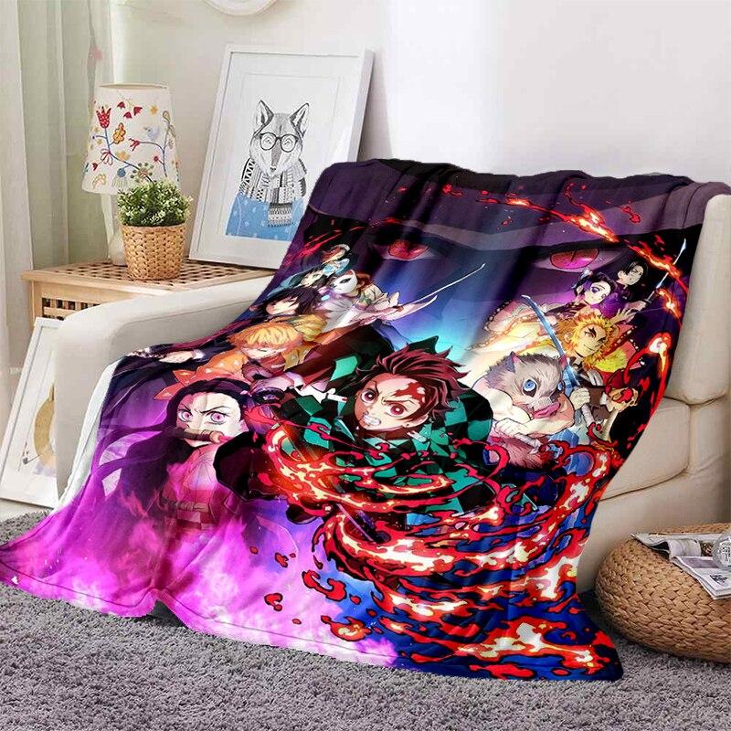 Demon Slayer-serien Tecknad filt Flanellfilt Supermjuk fleece filtar för sovrum Soffa soffa present till pojke flicka