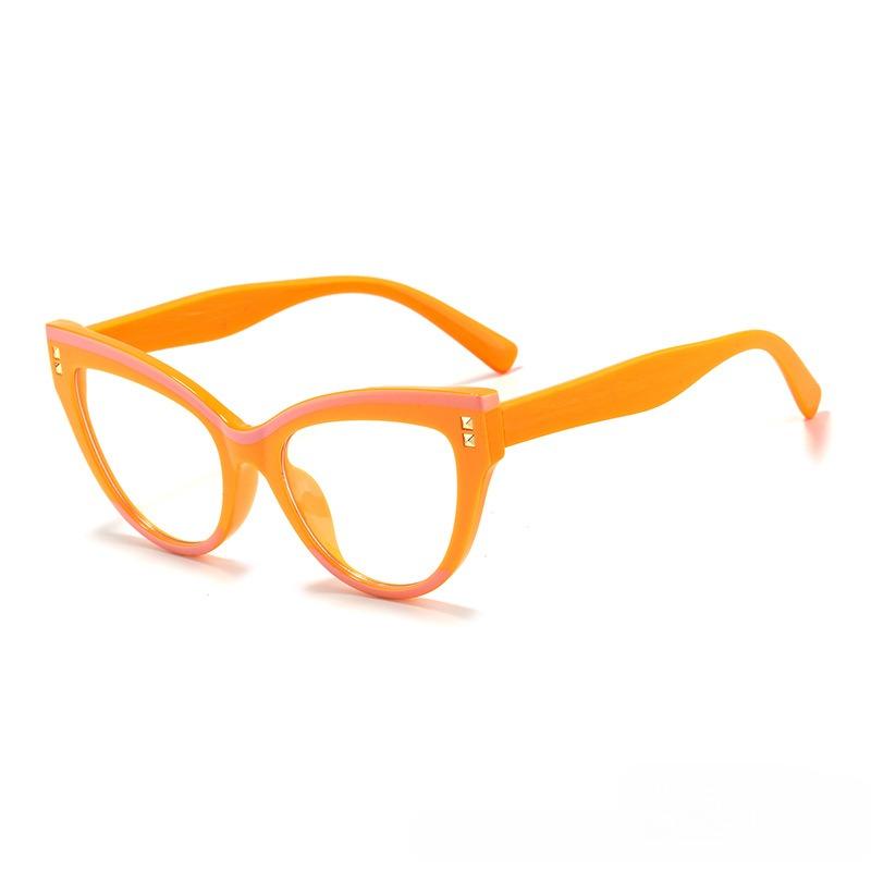 Mode Nieten Blaulichtschutz Katzenaugen Lesebrille Presbyopie Damen Übergroß Vollrand Trendige Fernsichtbrille