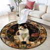 Cats & Vintage Flowers Pattern Round rug,Carpet Rug for Living Room Bedroom Playroom ,Non-slip Floor Mat,Holiday Gifts and Birthday Gifts.