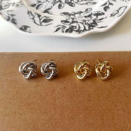 Yousheng 1 Pair Knot Earrings for Women, Hypoallergenic Small Stud Earrings, Woven Ball Knotted Statement Jewelry