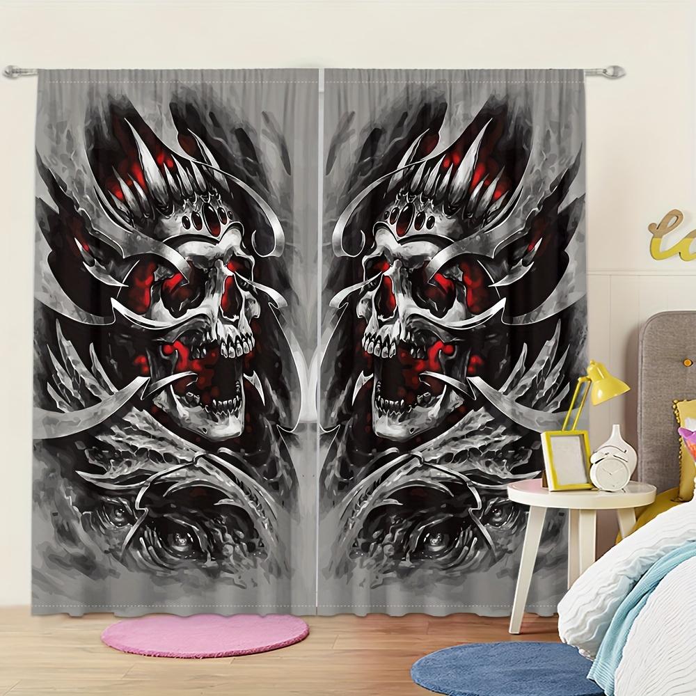 Black Spider Red Department HD Digital Printed Drapes Home Decor Living Area Room For Bed Chamber Rod Pocket Style Pocket Drape Effect Style Bed