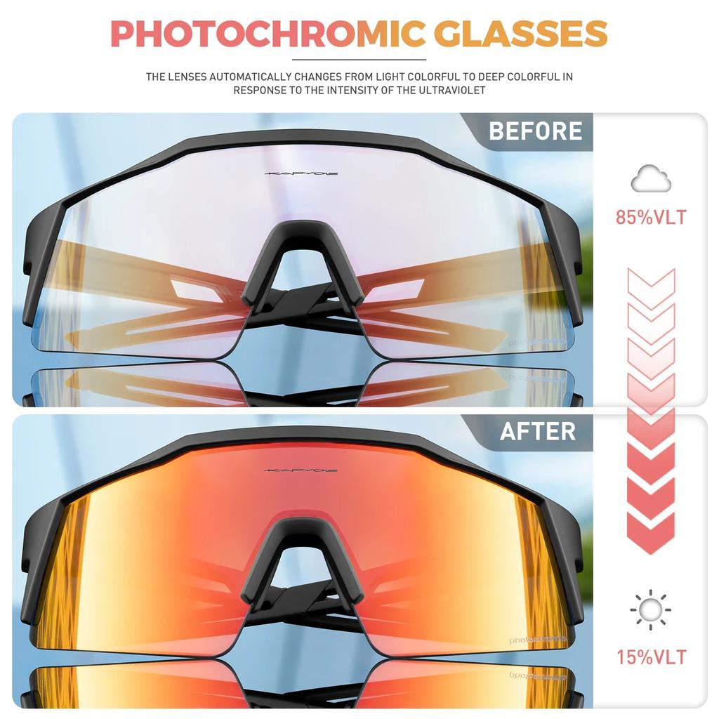 Kapvoe Pink Photochromic Cycling Glasses for Men Fashion MTB Road Bike Sunglasses Women Eyewear UV400 Protection Driving Classic