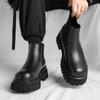 Luxury Brand Men's British Style Comfortable Thick Soled Chelsea Boots Classic Black Men's Fashionable Breathable Mid Top Boots