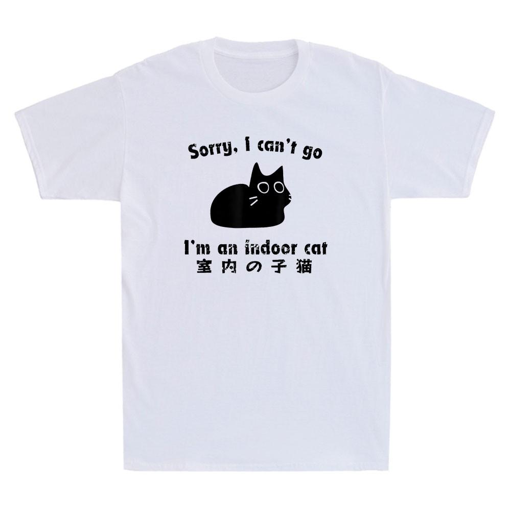 Sorry I Can't Go I'm An Indoor Cat Funny Cat Meme Japanese Vintage Men's T-Shirt