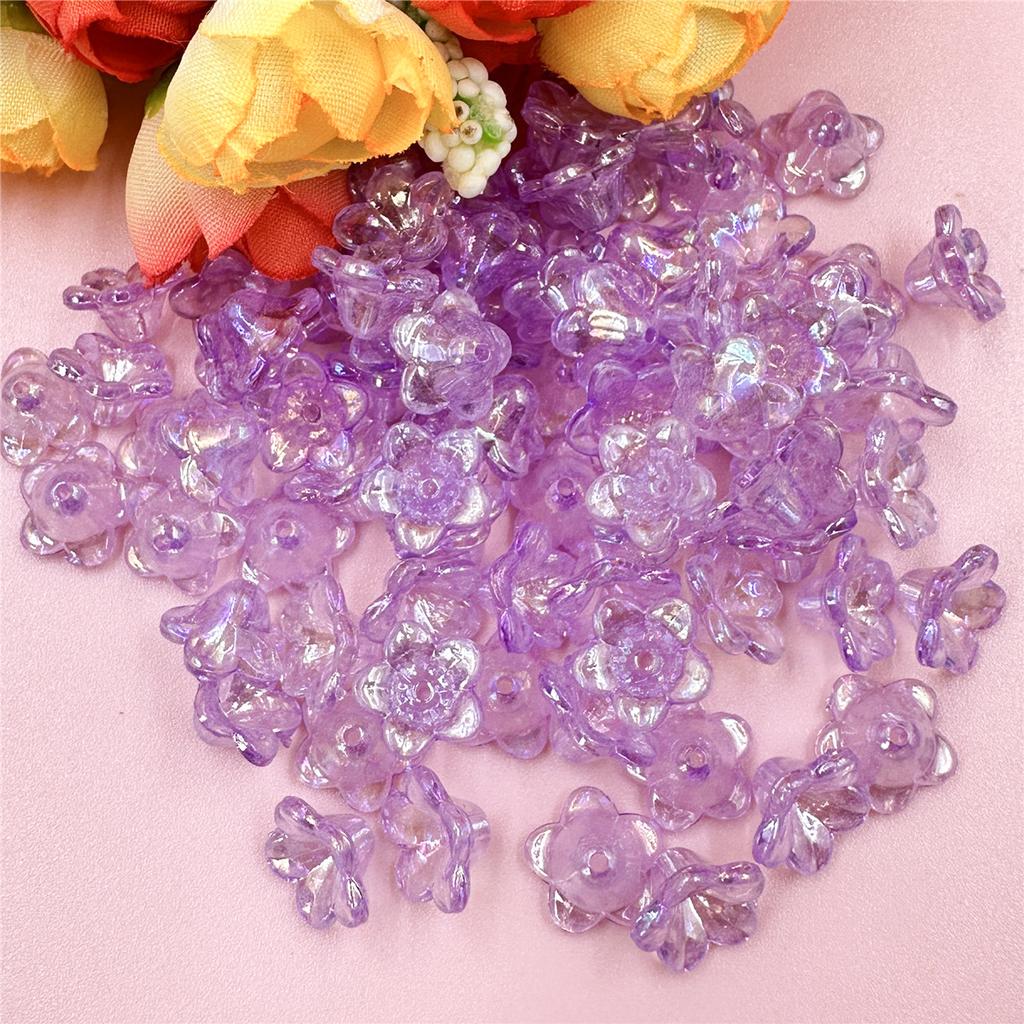 Earrings Beading Neclace Bracelet Handcrafted Beads Caps DIY Flower Acrylic 200Pcs 12*6.8mm Jewelry Making Loose Beads Morning Glory Accessories