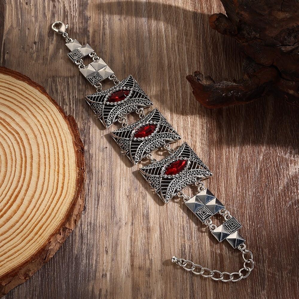 Nepalese Etnische Stijl Vintage Zilverlegering Kristallen Armband Voor Vrouwen Cadeau