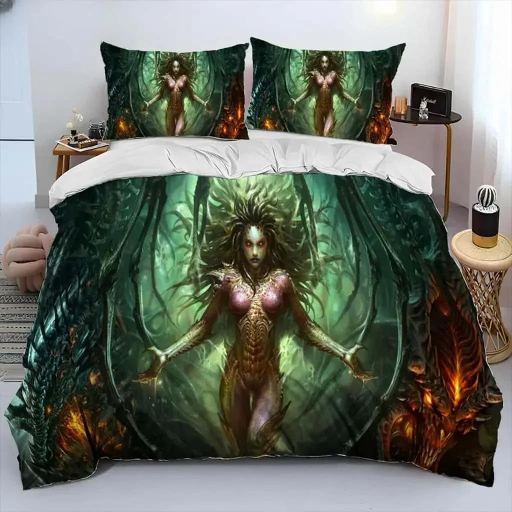 HD Print Game StarCraft Comforter Bedding Set Duvet Cover Bed Set Quilt Cover Pillowcase King Queen Size Home Textiles