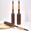Brosse ronde à poils de sanglier avec manche en bois, peigne pour cheveux bouclés, brosse à cheveux professionnelle, brosse antistatique, brosse à crêper, outils de coiffure
