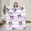 Kuromi Halloween Plaid Blankets Fleece Summer Portable Super Warm Throw Blanket for Home Bedroom Rug Piece