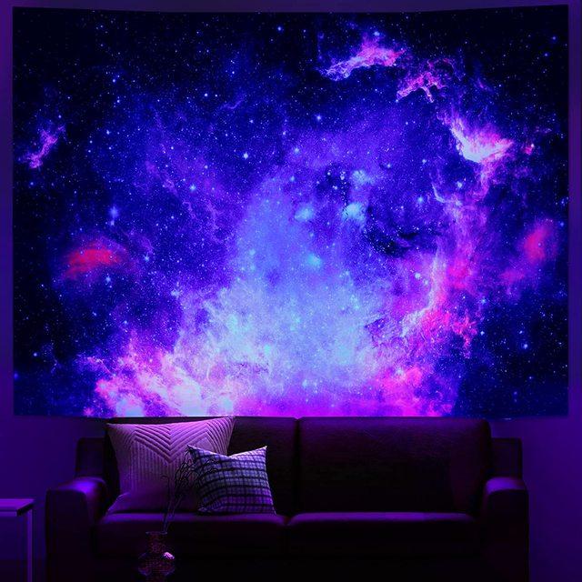 Trippy Planet Tapestry Uv Reactive Waterfall Landscape Room Decor Aesthetic Psychedelic Wall Hanging Mushroom Gothic Home Decor
